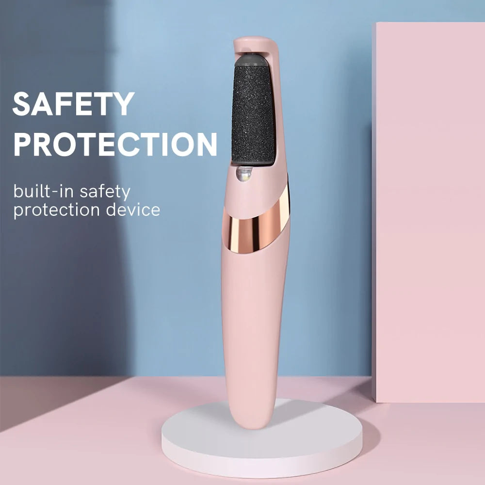 UK-0718 Electronic Pedicure Tool, Cordless Rechargeable Callus Remover, Polishing Wand with LED Light, Portable Foot Scrubber for Women and Men