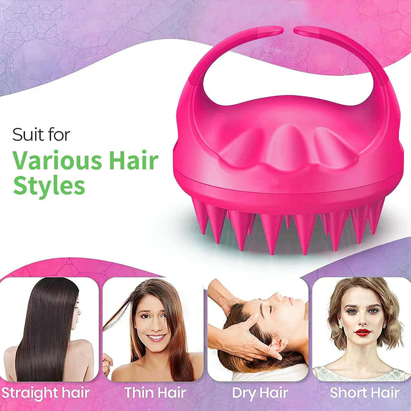UK-0706 Scalp Massager Hair Brush Wet Dry Comb Head Scrubber 100% Comfortable for All Hair Improve