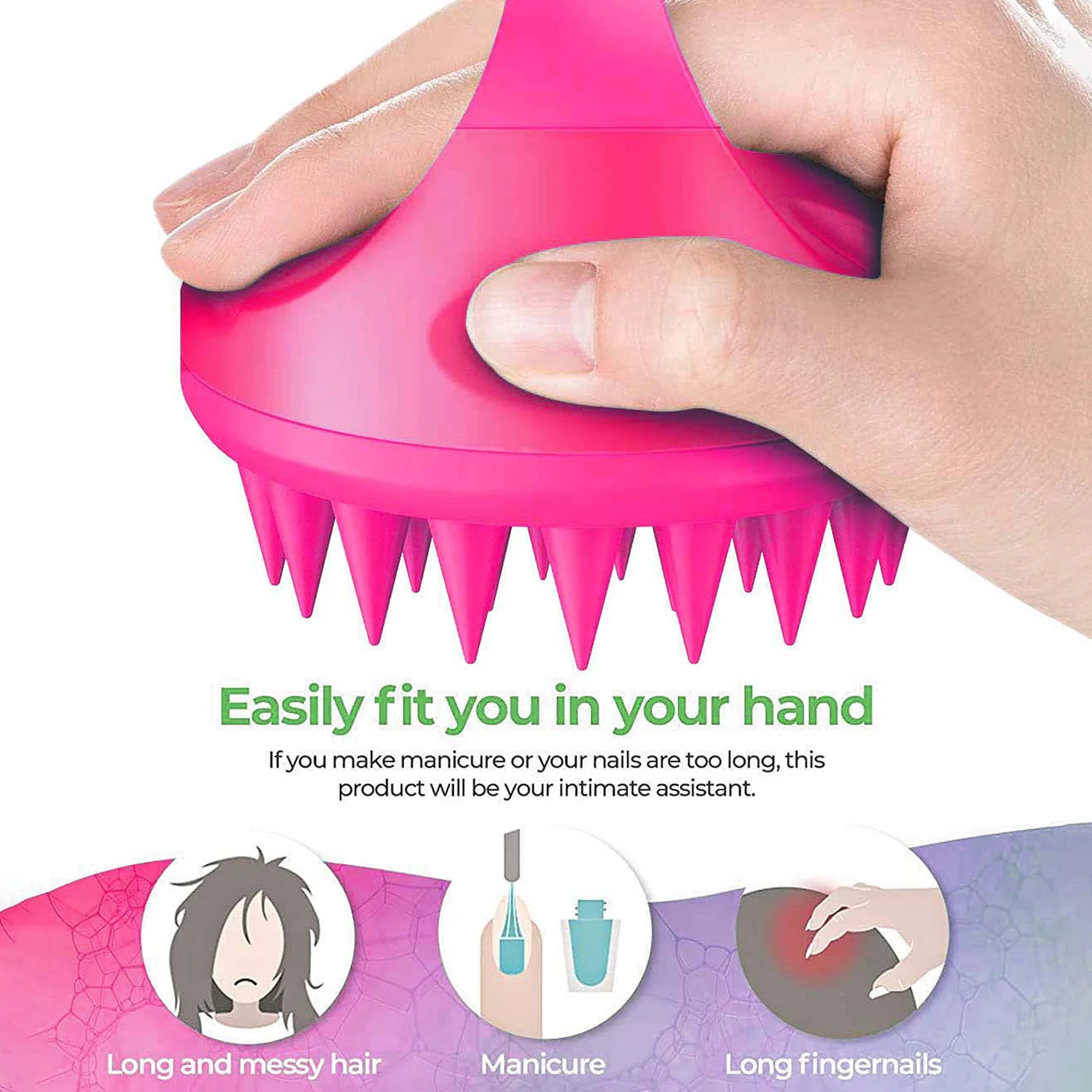UK-0706 Scalp Massager Hair Brush Wet Dry Comb Head Scrubber 100% Comfortable for All Hair Improve