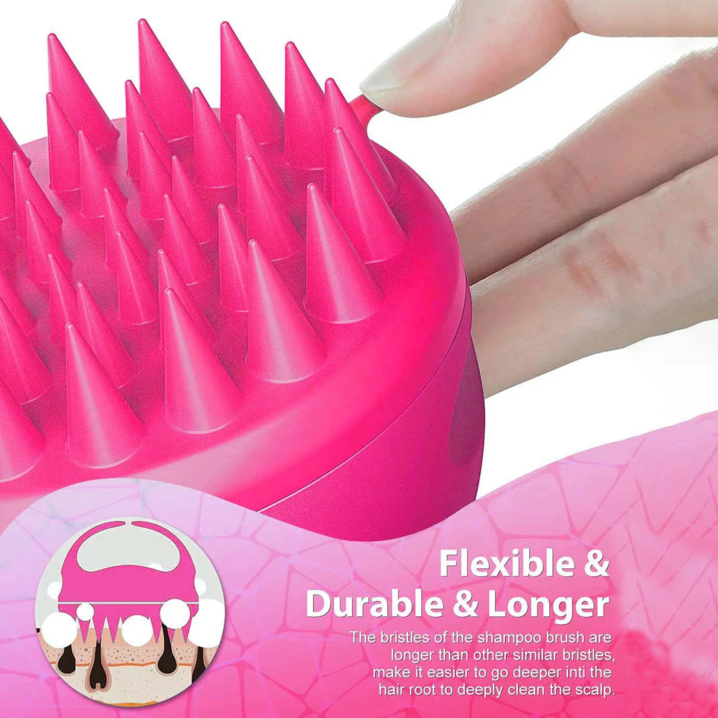 UK-0706 Scalp Massager Hair Brush Wet Dry Comb Head Scrubber 100% Comfortable for All Hair Improve