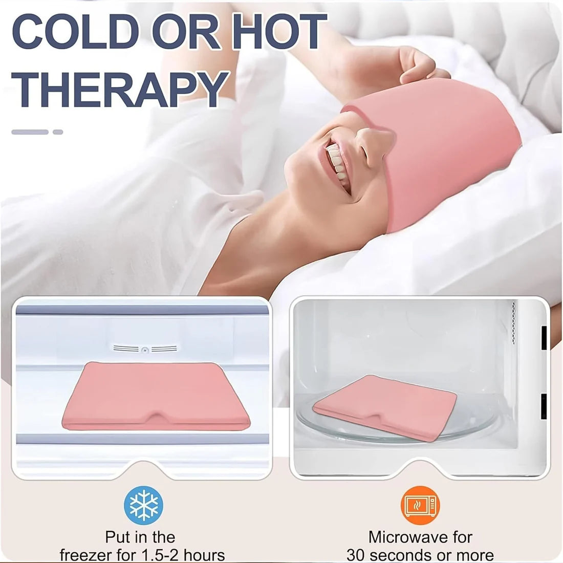 UK-0848 Relief Cap, Cold Therapy Headache Relief Hat/Ice Head Wrap/Ice Pack Mask, Cold Compress Headache Relief Cap for Tension, Sinus & Stress