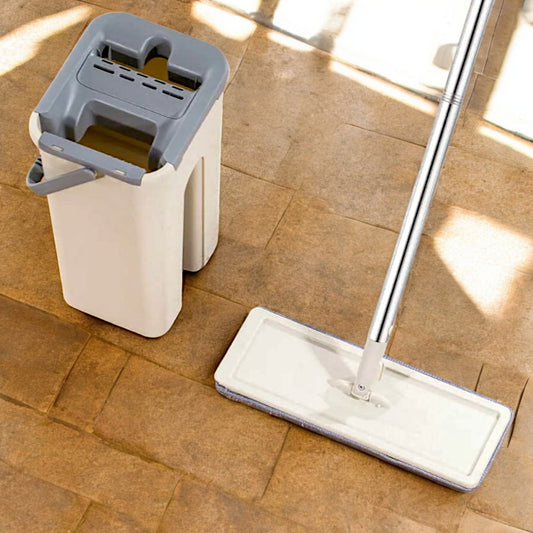 UK-0709 Scratch Mop | Splash Proof Design | Double Scraper for Easy Squeeze | 2 Super-Absorbent Microfiber Pads Free
