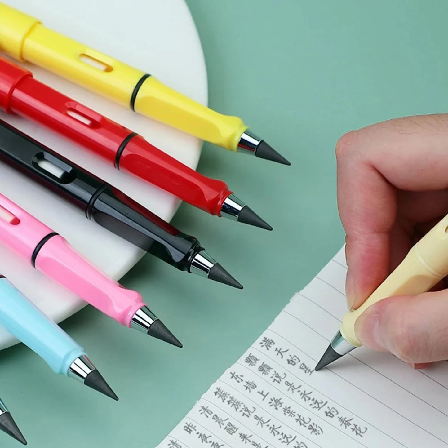 UK-0305 Pencil Inkless Pencil Writing Eternal Replacement Erasable Pencils Nibs With Eraser,Reusable Unlimited Student Artist Infinite Magi 1-PC (Multicolors)