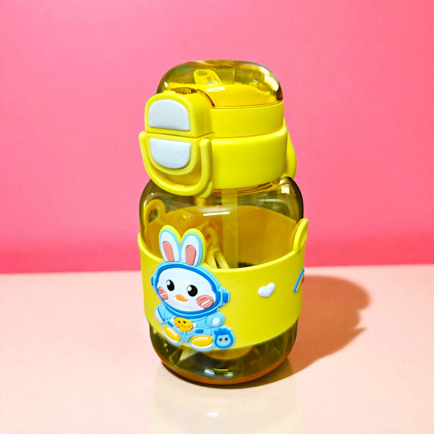 UK-0923 Cute Bear Water Bottle | Customizable Bottle with Stickers | Leak Proof Straw Bottle For School/Travel/Picnic/Outdoor