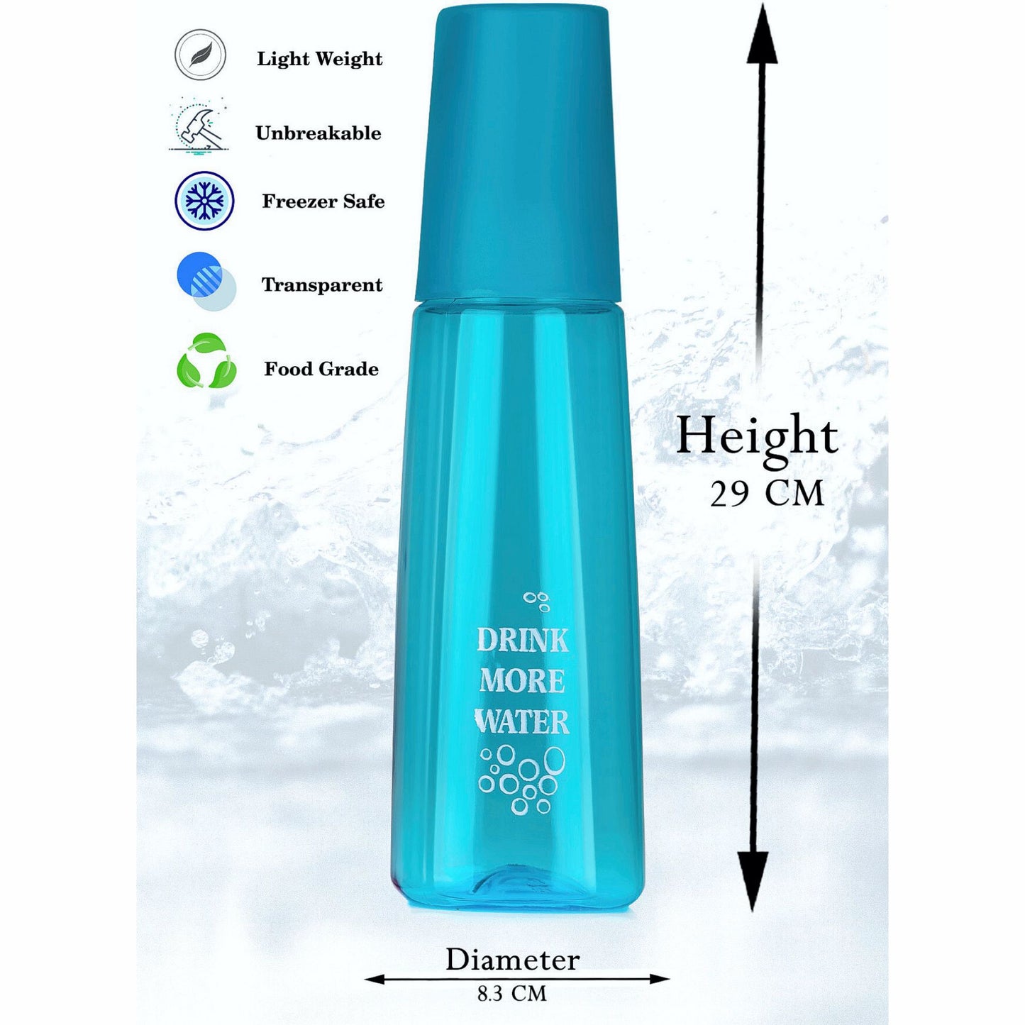 UK-0814 Water Bottle 1000 ml With Drinking Glass (1Psc, Multicolor, Plastic)