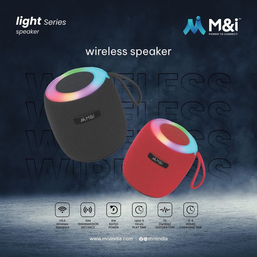 UK-0796 M&I-002 Bluetooth Speakers,Portable Wireless Speaker with 5W Stereo Sound, IPX6 Waterproof Speaker with LED Light