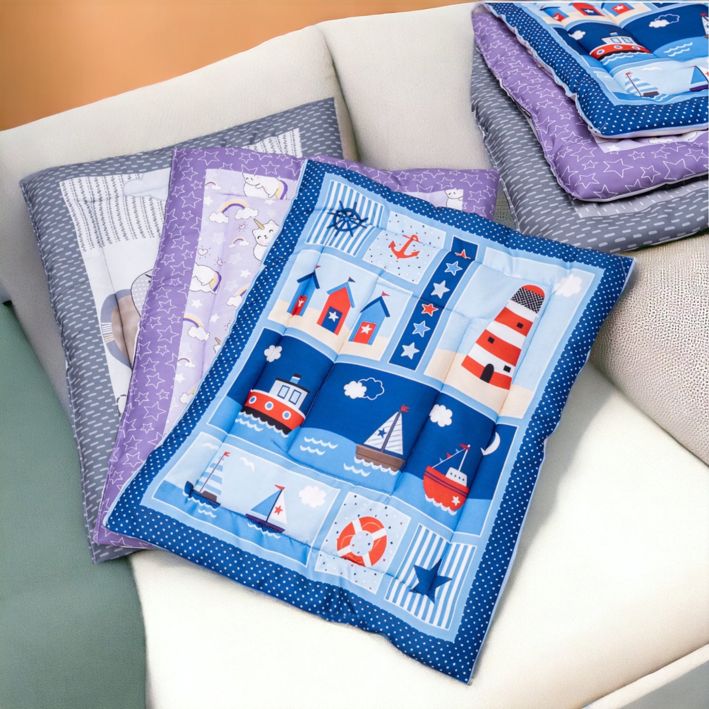 UK-0351 Newborn Baby Cotton Baby Bed | Godari | Cradle Bed | Crib Sheet | Changing Mat Baby Godadi | Godari | Bedding Set (PREMIUM)