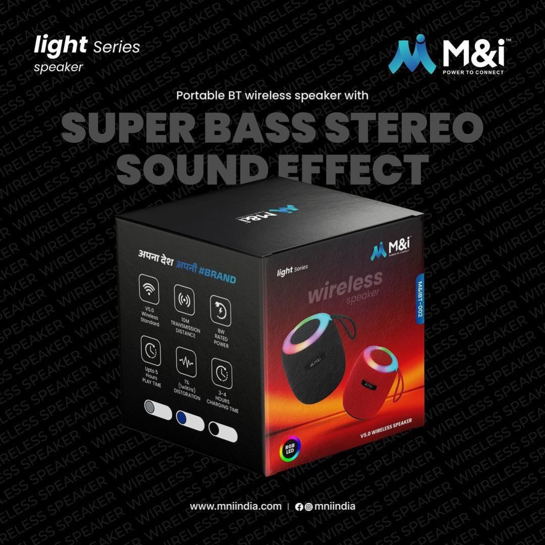 UK-0796 M&I-002 Bluetooth Speakers,Portable Wireless Speaker with 5W Stereo Sound, IPX6 Waterproof Speaker with LED Light