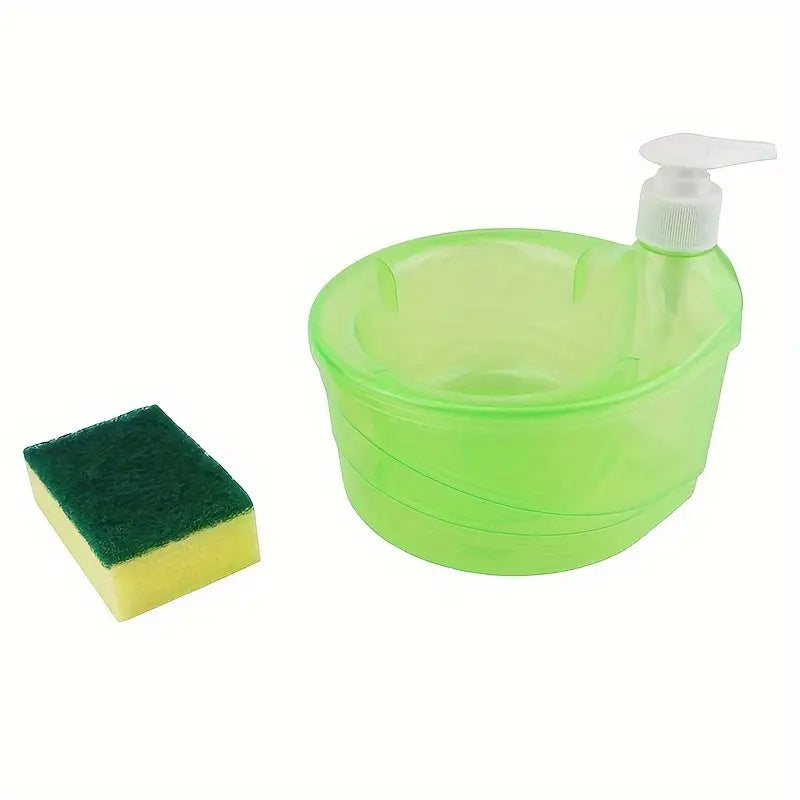 UK-0093 Soap Dispenser and Scrubber Holder Practical Kitchen Automatic Detergent Dispenser with Sponge 2 in 1 Dishwasher Pump Dispenser Press for Home(Big Size)