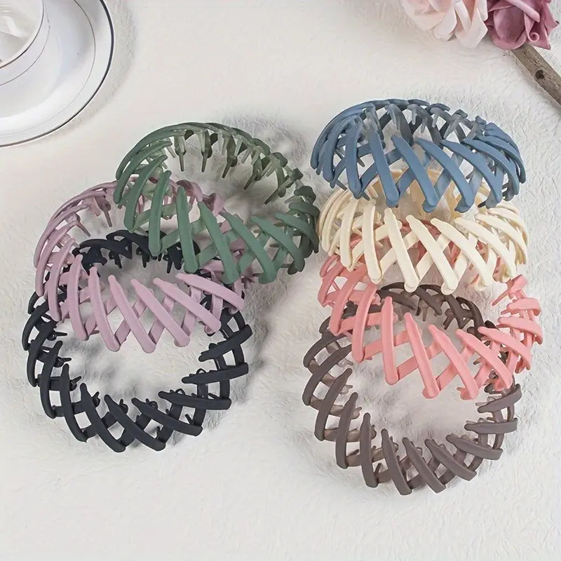 UK-0657 Birds Nest Hair Clip, Lazy Bird's Nest Plate Hairpin, Bun Maker Clips, Expandable Ponytail Holder Hair Pin
