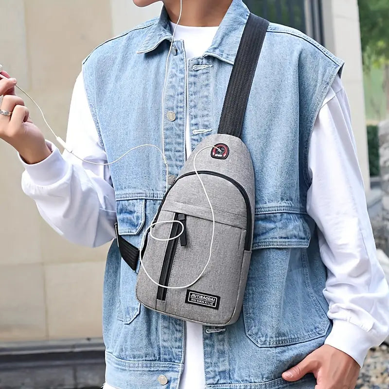 UK-0378 Waterproof Travel Hiking Jogging Cross Chest Bag For Men Single Shoulder Gym Picnic & Daily Use Small Items and One Side With Outdoor (MULTI COLOR )