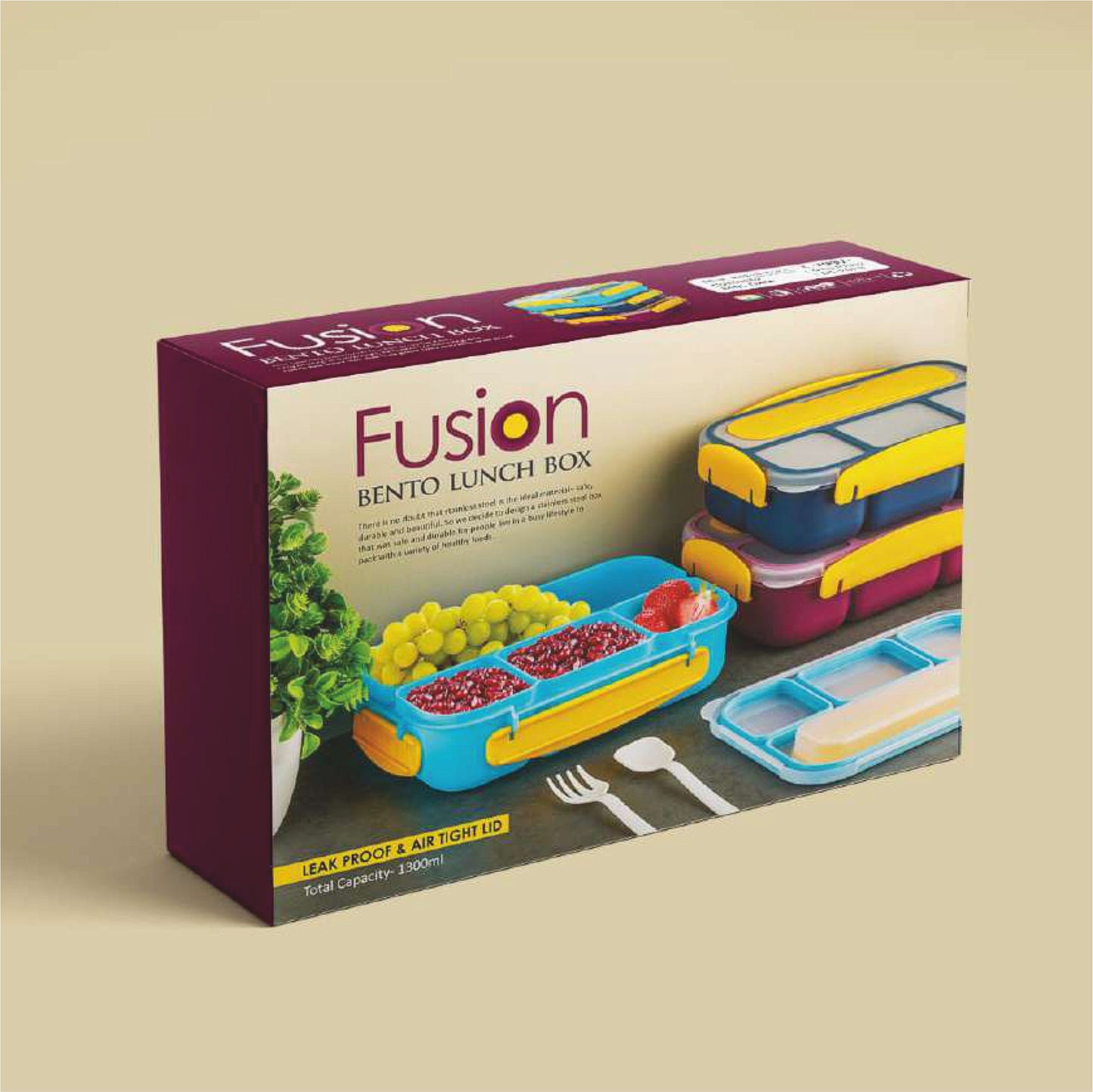 UK-0732 Lunch Box for Kids – Tiffin Box for Kids, Insulated Bento Lunch Box with Spoon 4 Compartment Lunch Box