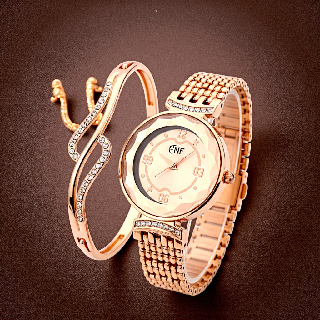UK-1014 Classy Beautiful Fashion women Watch and Free Bracelet set for Women & Girls