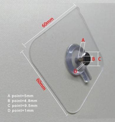 UK-0112 Stainless Steel, ABS, PVC and Glue Nail Free Adhesive No Drilling Transparent Sticky Screw Wall Hook Sticker
