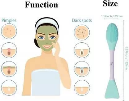 UK-0356 Beauty Silicone Face Mask Applicator Makeup Brush Double-Ended Facial Mask Brush for Mud, Clay, Charcoal Mixed Mask,Soft Makeup Beauty Brush Tools for Apply Cream, Lotion (1PC Multi Color)