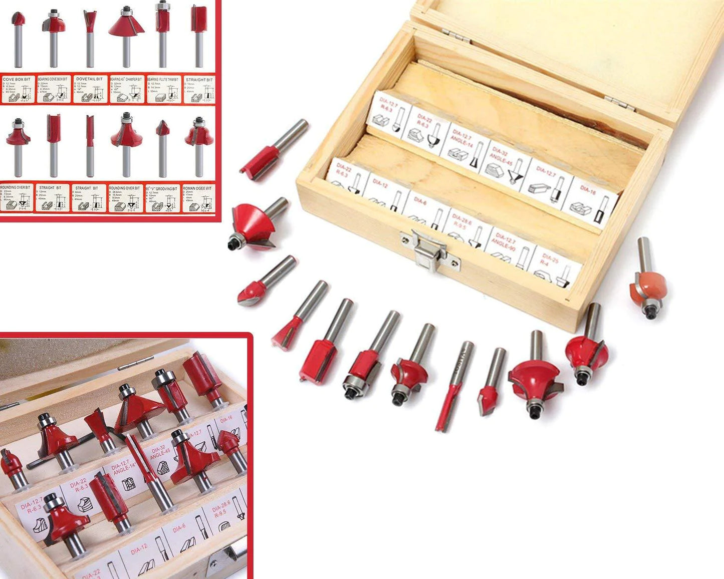 UK-0106 12 / 15PCS MILLING CUTTER ROUTER BIT SET