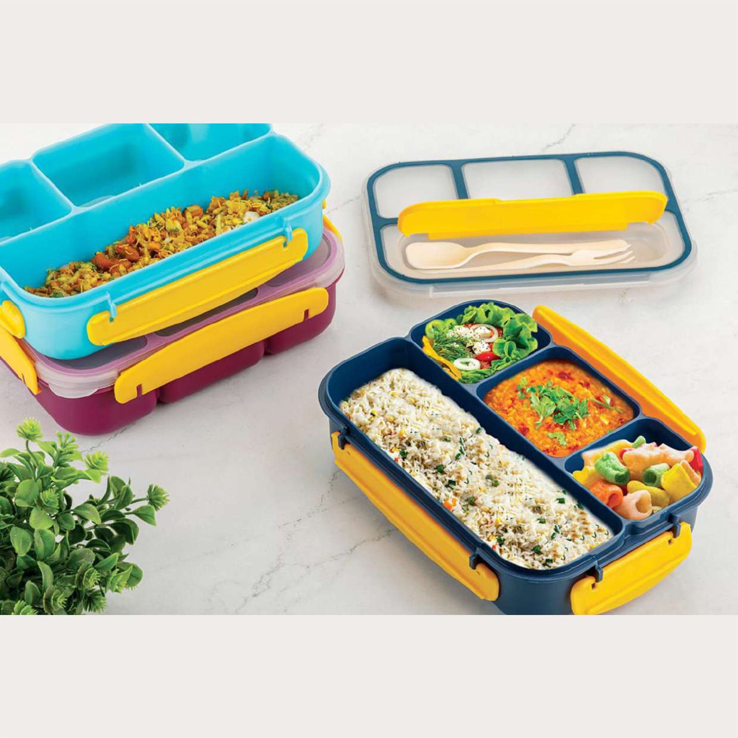 UK-0732 Lunch Box for Kids – Tiffin Box for Kids, Insulated Bento Lunch Box with Spoon 4 Compartment Lunch Box