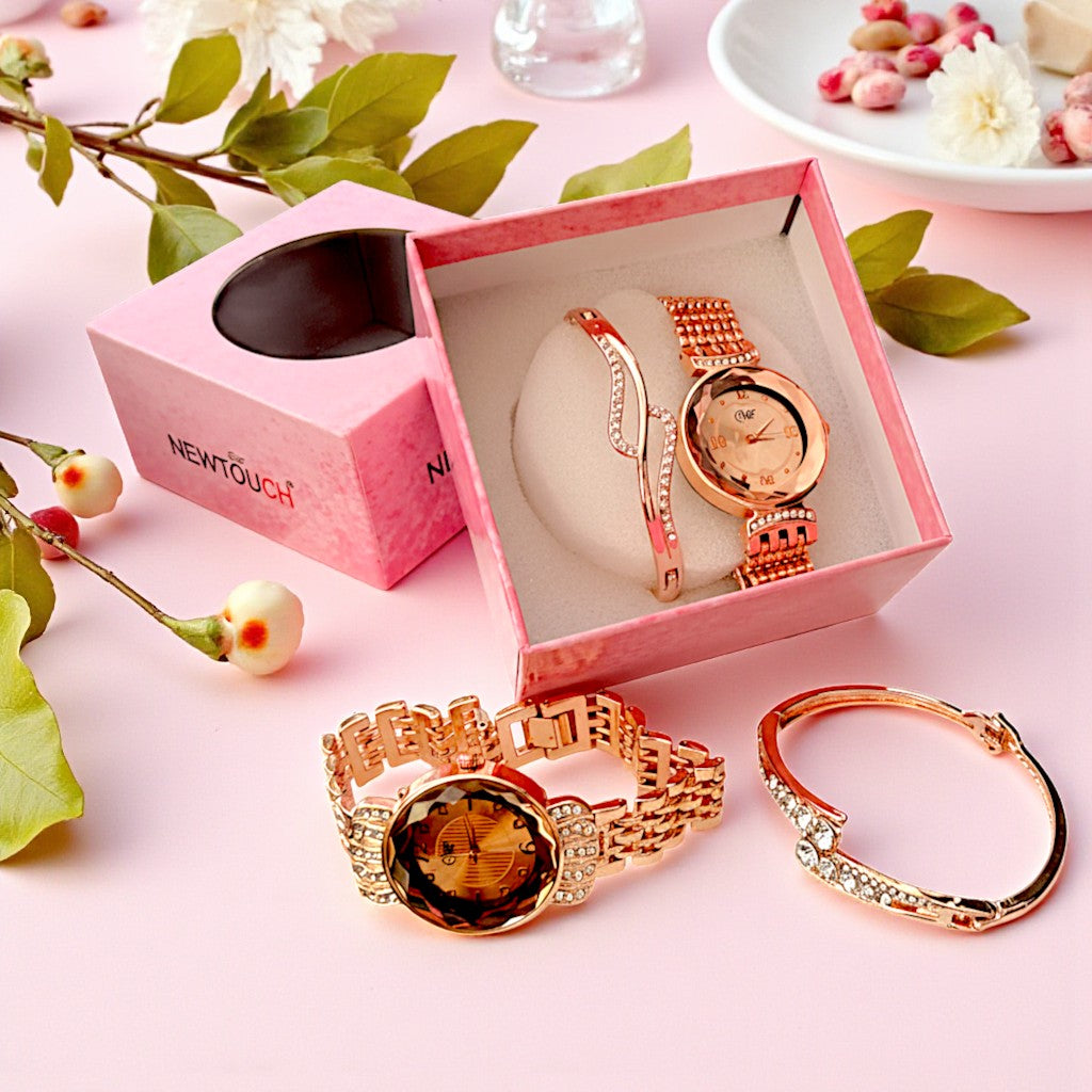 UK-1014 Classy Beautiful Fashion women Watch and Free Bracelet set for Women & Girls