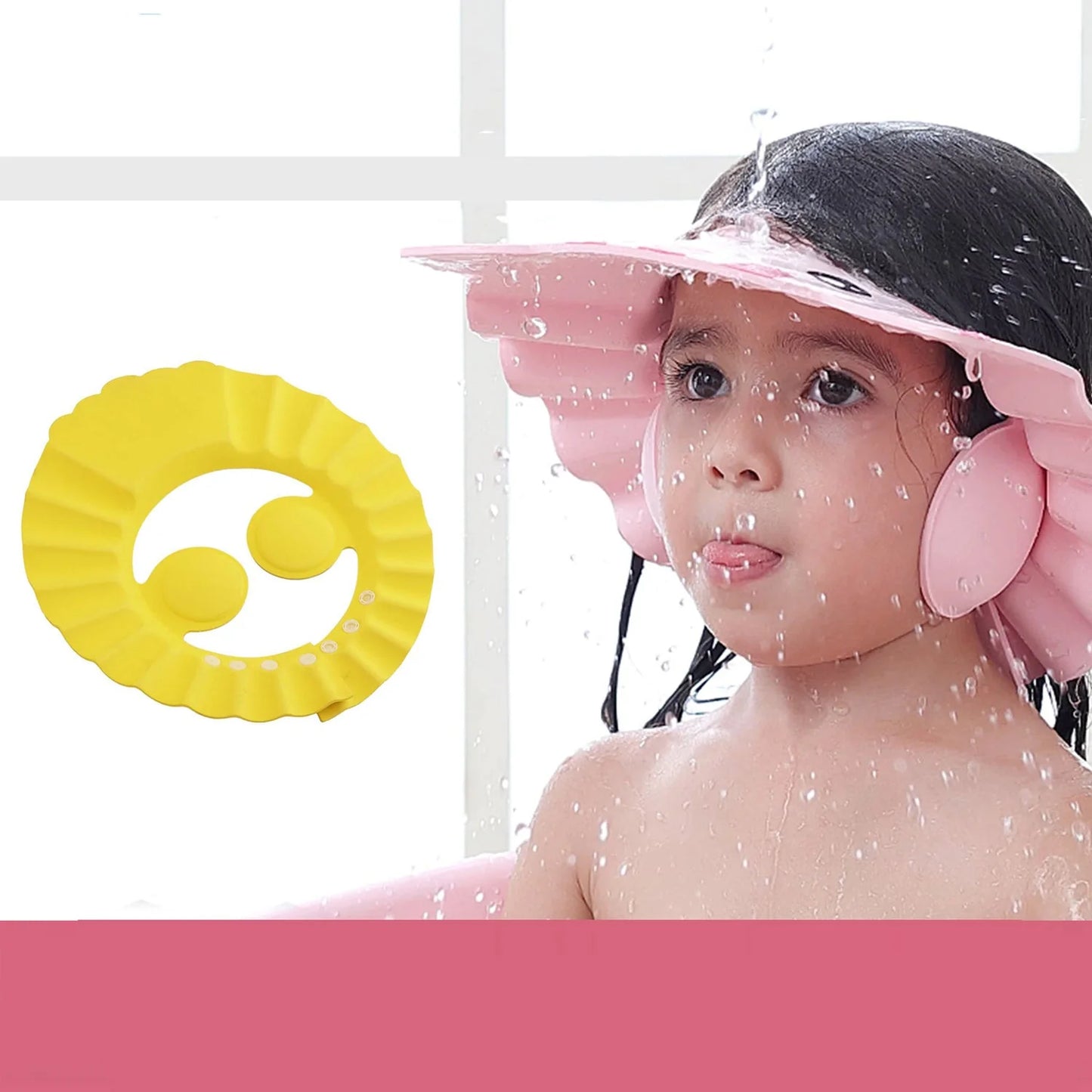 UK-0115 Baby Bathing Adjustable Shower Cap for Eye and Ear Protection -Multicolor