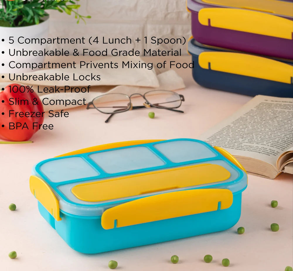 UK-0732 Lunch Box for Kids – Tiffin Box for Kids, Insulated Bento Lunch Box with Spoon 4 Compartment Lunch Box