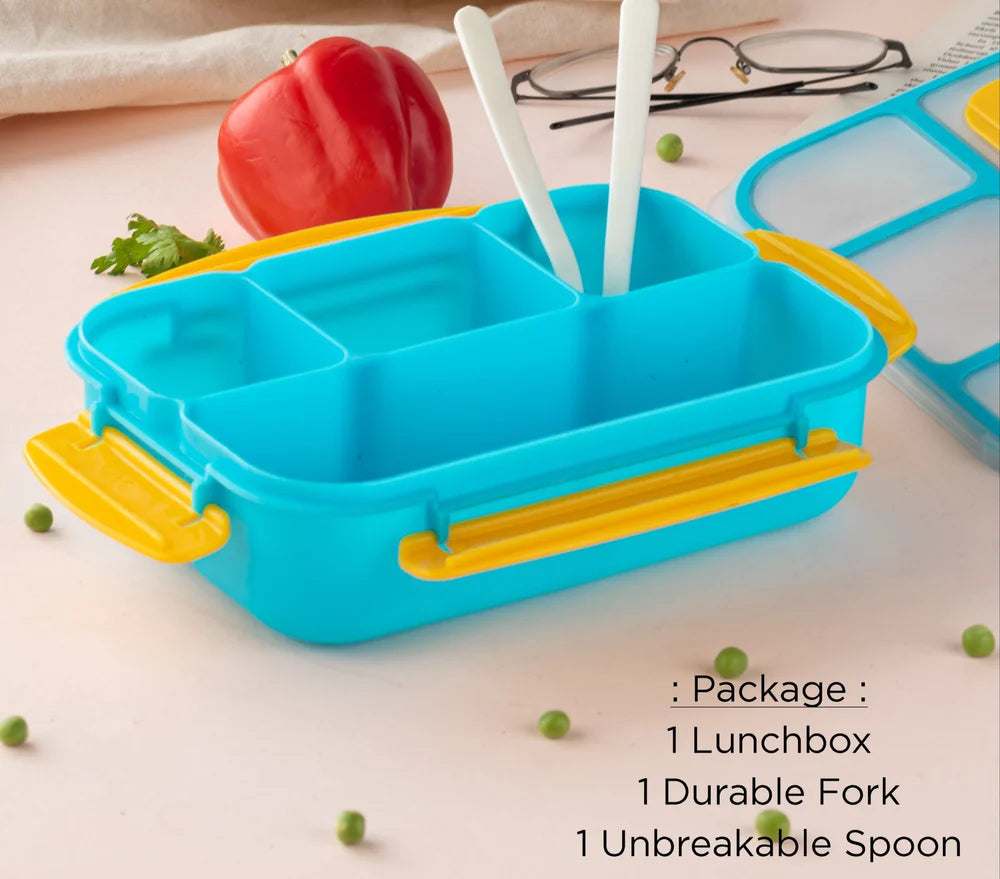 UK-0732 Lunch Box for Kids – Tiffin Box for Kids, Insulated Bento Lunch Box with Spoon 4 Compartment Lunch Box