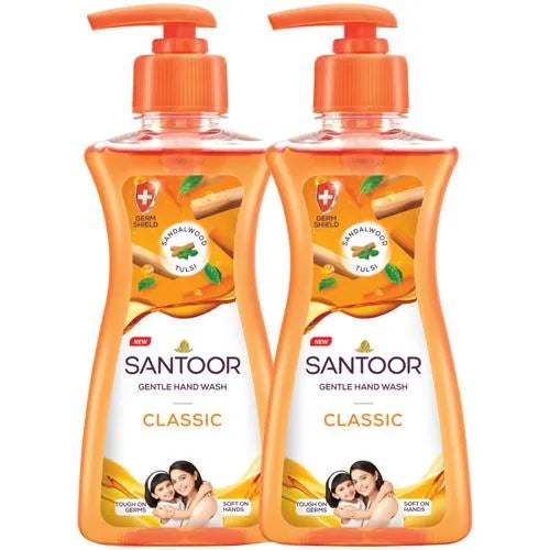 SantoorHand Wash 200ml 1Get 1Free, Rich Lathering Formula With Anti-Bacterial Properties| Soft on Hands| Soothes & Hydrates Skin