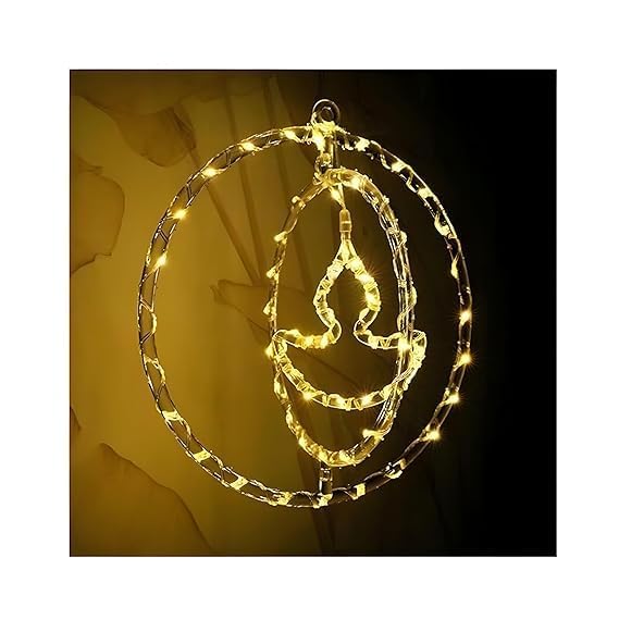 UK-1009 Diya Pendant Hanging Lights – Warm White LED Decorative Lights for Diwali, Navratri, Christmas Tree, New Year Party & Home Festive Décor