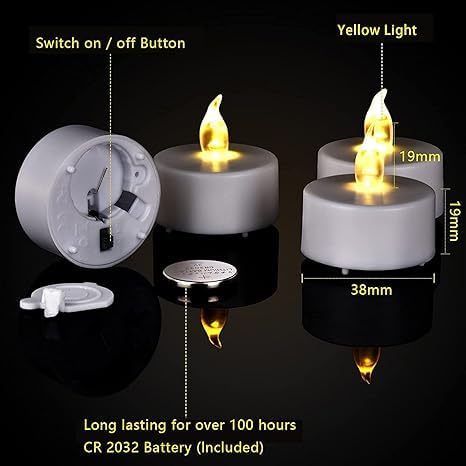 UK-1012 24 Pcs LED Tea Light Candles, Flameless, Smokeless LED Diyas, Decorative Acrylic Candle for Navratri Decoration, Home Decor, Diwali, Deepawali, Festival Gifting (Pack of 24)