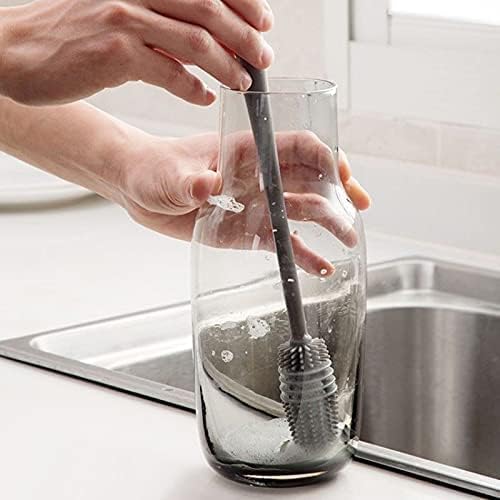 UK-0773 Silicone Bottle Cleaning Brush Silicone SMALL Handle-Ideal For Baby Bottles,Water Bottles,Containers,Vases,& Glass-Versatile Bottle Cleaner For Home & Kitchen Accessories (Multicolour)
