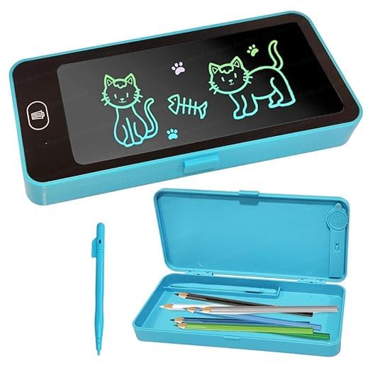 UK-0910 LCD Writing Tablet Pencil Case for Kids – 2 in 1 Digital Slate with E-Note Pad & Doodle Board, Educational Writing Toy and Pencil Box for School Kids