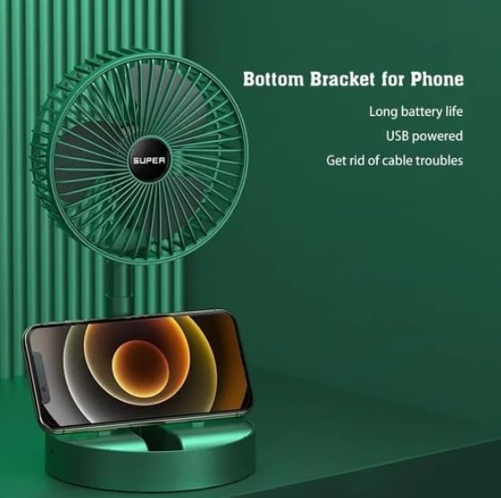 UK-0803 Portable Desk Fan,Foldable Rechargeable USB Desktop Fan,3 Speeds Wind Adjustable Heigh for Office Home Outdoor