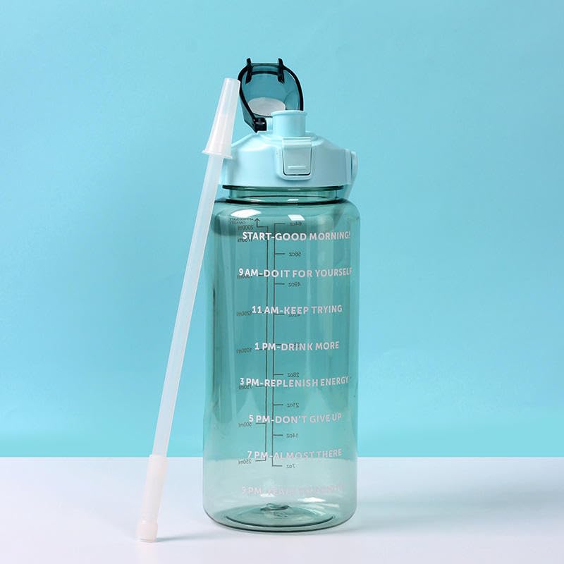 UK-0915 2 L Gym Belt Straw Transparent Motivational Water Bottles|Time Marker Leak Proof&Break-Proof|Best Usage For Office/School/College/Gym/Travel Bottle|Bpa-Free Sports Bottle