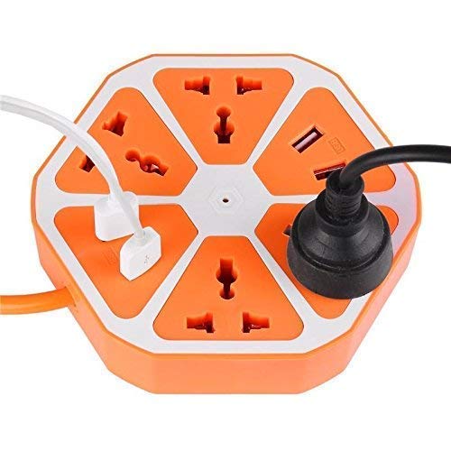 UK-0784 4-USB Hexagon Creative Surge Protector Power Socket Multipurpose 4 USB 2.0Amp Charging Point Hexagon Power Socket