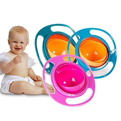 UK-0130 Gyro Bowl 360 Degree Rotate Dishes for Kids Food Baby Feeding Bowl Lunch Box (Multicolor)