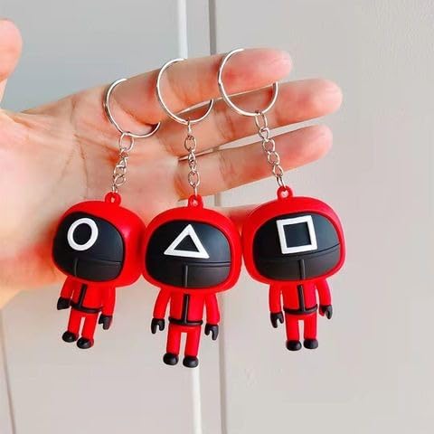 UK-0909 3D Cute Skuid- Game Keychain Character Key Chain with Rubber Lanyard