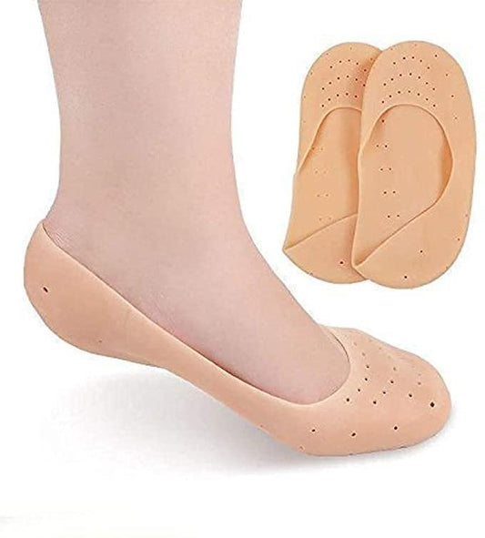 UK-0692 Anti Crack Full Length Silicone Foot Protector Moisturizing Socks for Foot-Care and Heel Cracks Pain Relief, Gel Heel Protectors Heel Guards Heel Spur Relief Heel 1 Pair (Free Size)