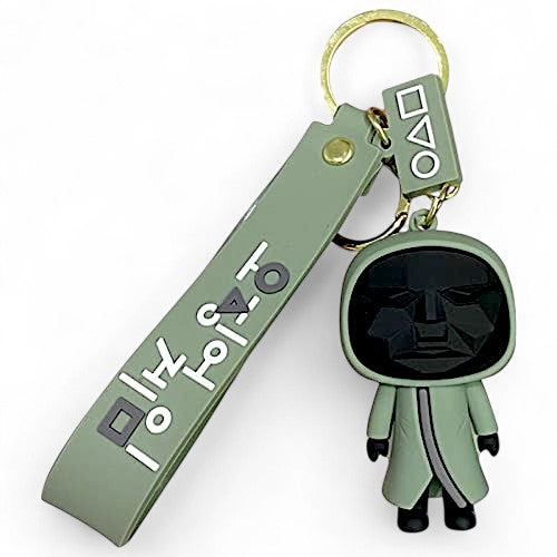 UK-0909 3D Cute Skuid- Game Keychain Character Key Chain with Rubber Lanyard