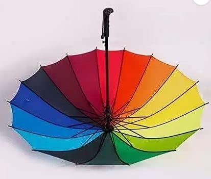 UK-0889 Big Rainbow Umbrella for rain, Umbrella for men and women, uv and rain protection, travel use to girls and boys