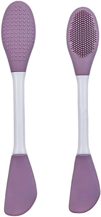 UK-0356 Beauty Silicone Face Mask Applicator Makeup Brush Double-Ended Facial Mask Brush for Mud, Clay, Charcoal Mixed Mask,Soft Makeup Beauty Brush Tools for Apply Cream, Lotion (1PC Multi Color)