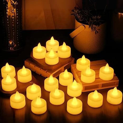 UK-1012 24 Pcs LED Tea Light Candles, Flameless, Smokeless LED Diyas, Decorative Acrylic Candle for Navratri Decoration, Home Decor, Diwali, Deepawali, Festival Gifting (Pack of 24)