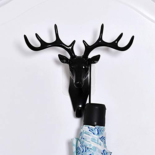 UK-0122 Deer Head Hanging Hook, Self Adhesive Wall Door Hook Hanger Bag Keys Sticky Holder
