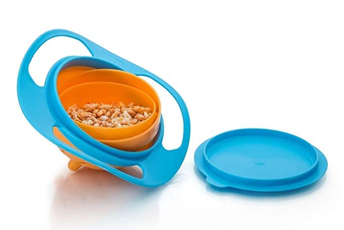 UK-0130 Gyro Bowl 360 Degree Rotate Dishes for Kids Food Baby Feeding Bowl Lunch Box (Multicolor)