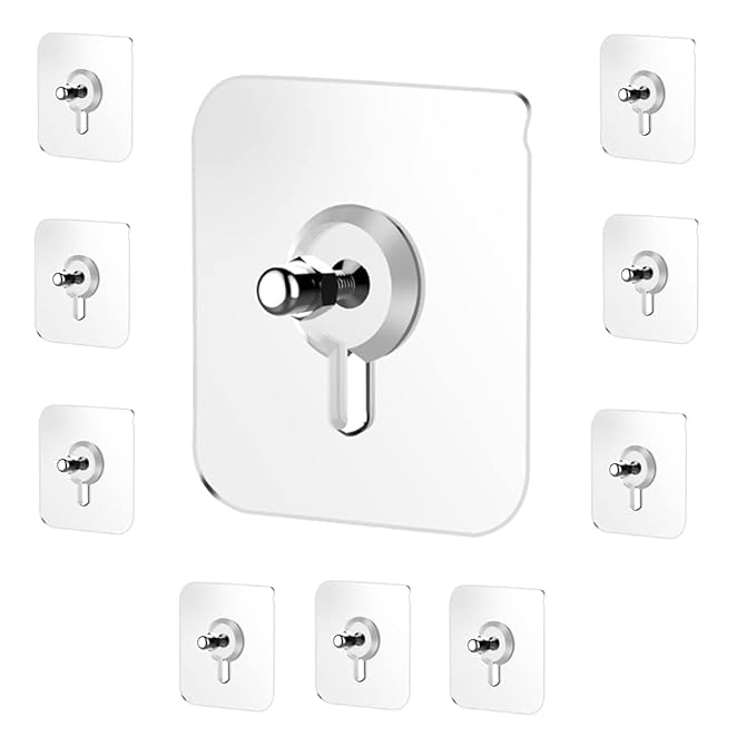 UK-0112 Stainless Steel, ABS, PVC and Glue Nail Free Adhesive No Drilling Transparent Sticky Screw Wall Hook Sticker