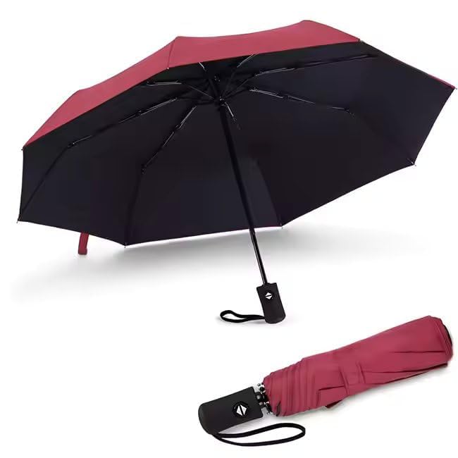 UK-0891 Portable Auto Travel Umbrella - Windproof for Rain, Strong for Wind, Auto Open/Close Button, Perfect Car Umbrella for Men & Women