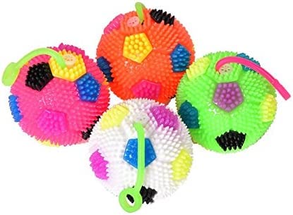 UK-0730 Spiky Massage Ball Light Up LED Flashing Rubber 3" Balls for Kids