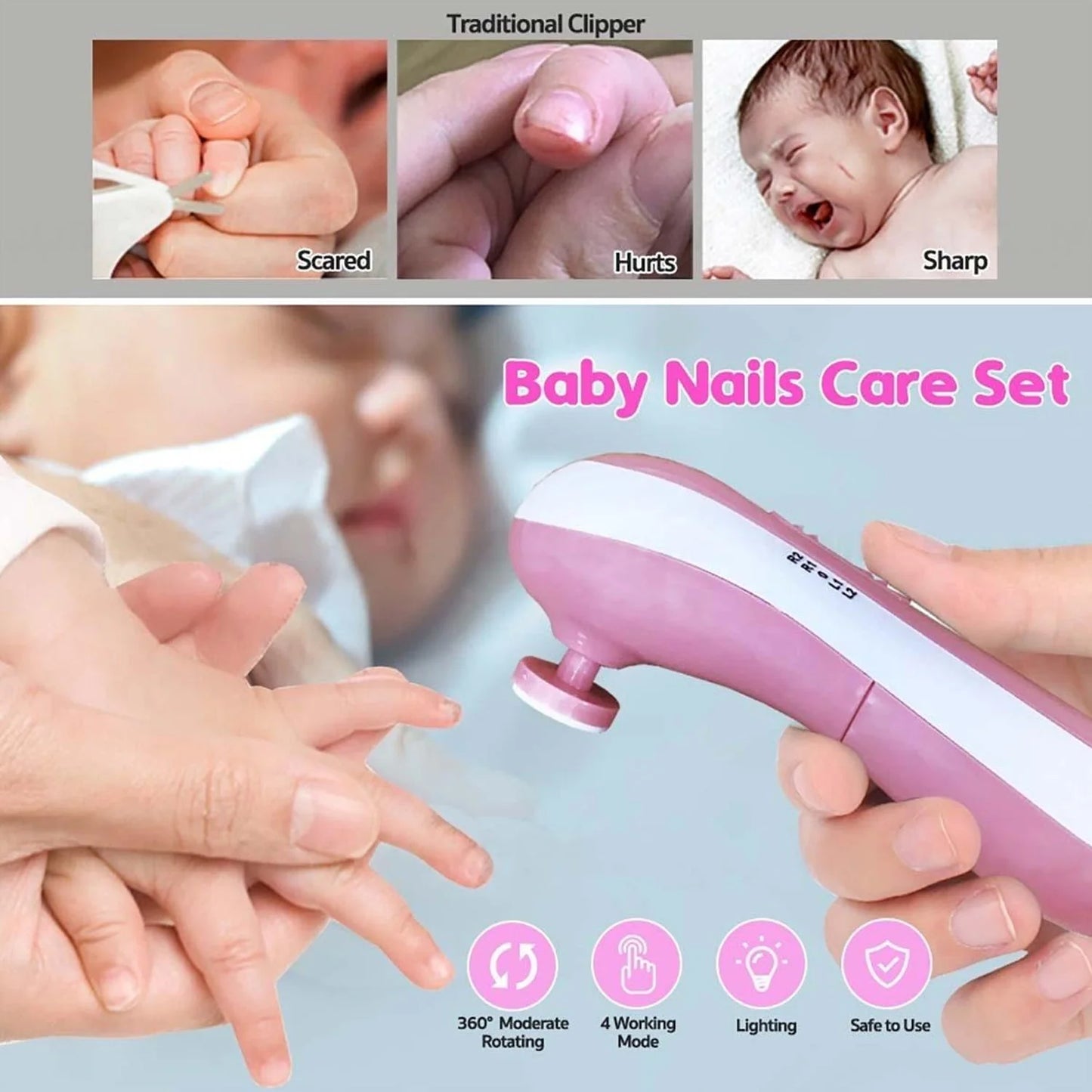 UK-0116 Baby Nail File Grinder Set Safe Nail Trimmer Kit for Kids Safe& Effective Baby Manicure Manicure Tools