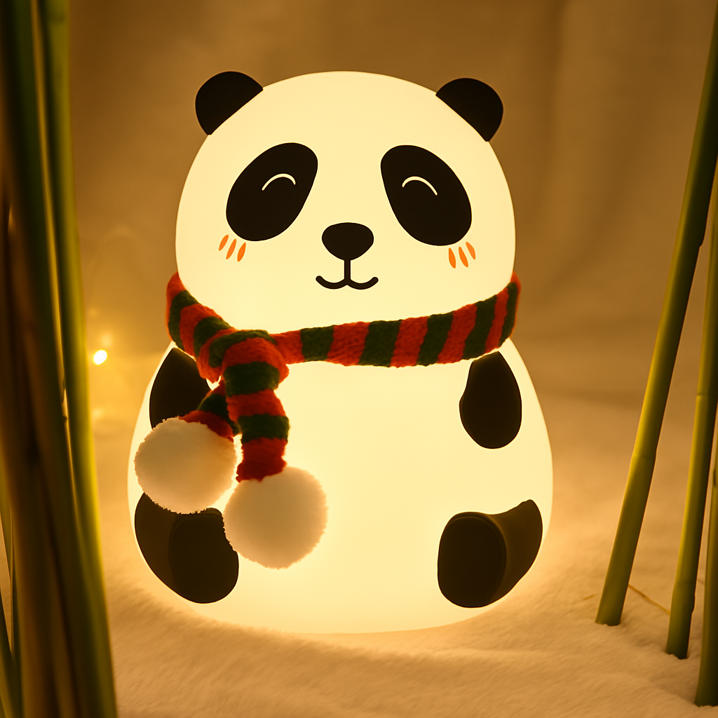 UK-0944 Panda Lamp, Panda Gifts, Panda Touch Silicone Lamp, Birthday Gift for Girls and Boys, Panda Light Lamp, Kids Night Light, Silicone Lamp, Rechargeable - Close Eye, Multicolor