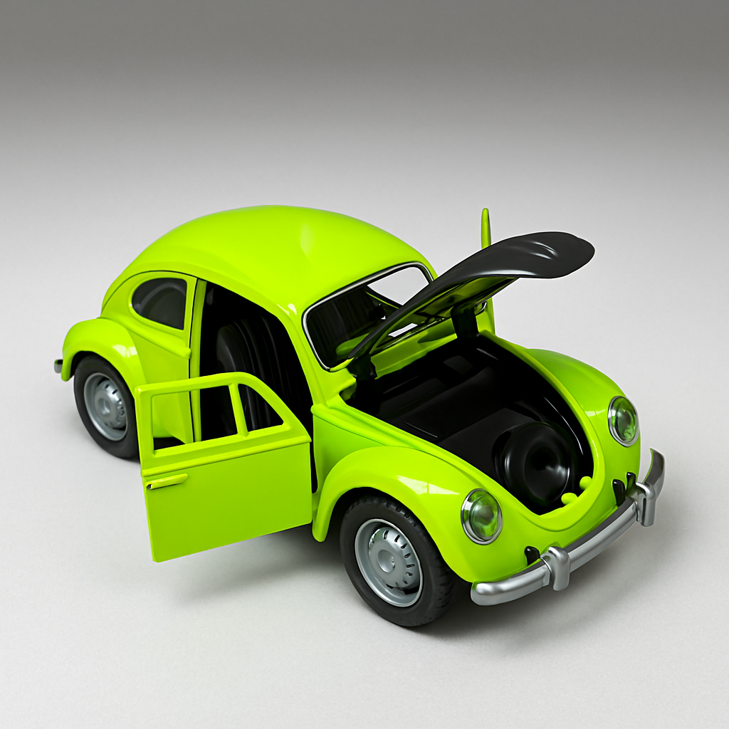 UK-0943 1:32 Scale 1967 Classic Beetle Die-Cast Car Model - Inertia-Powered Metal Toy Vehicle with Opening Doors - Vintage Collectible for Kids