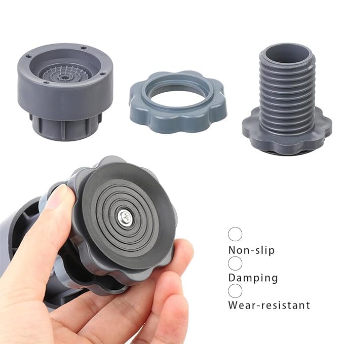 UK-0694 4Pcs Adjustable Height Washing Machine Foot Pad Anti Vibration Mat Anti-Vibration Pad Noise-reducing Leg Base Support (4Pcs)
