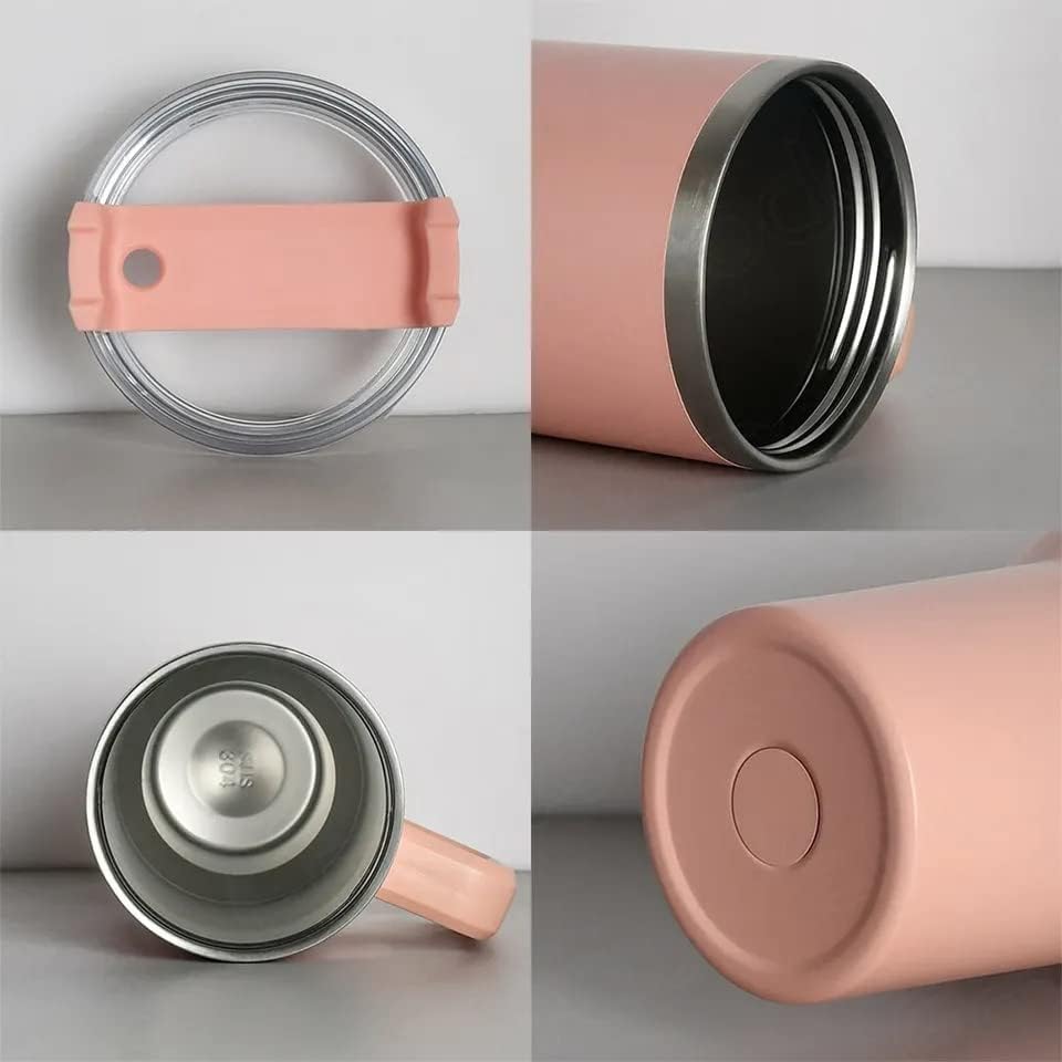 UK-0884 Travel Mug with Handle, Cup with Straw and Handle, Coffee Mug with Lid Coffee Mug, Leak Proof Vacuum Insulated Water Bottle for Hot Iced Drink